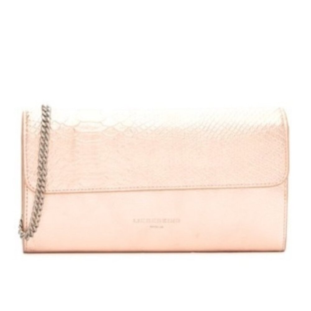 Maria Metallic Snake Embossed Leather Clutch